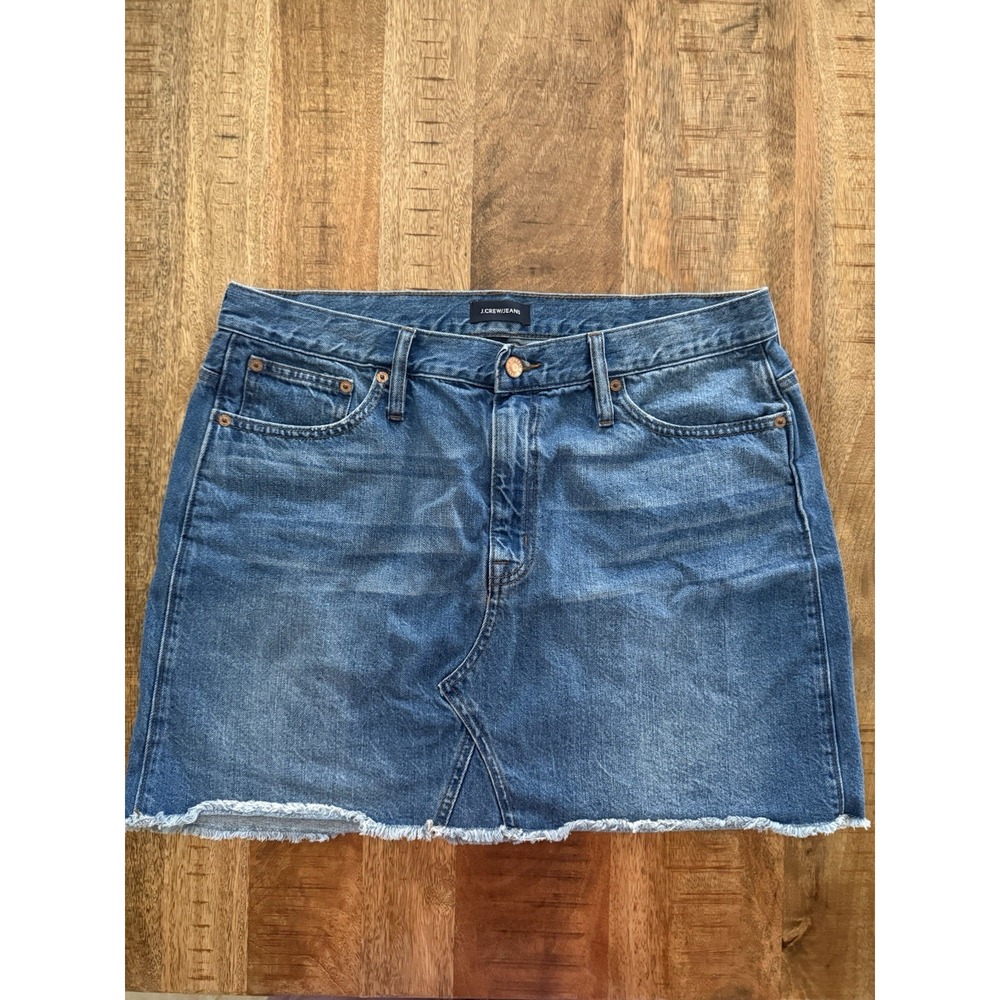 J.Crew‎ Jeans Denim Mini Skirt Womens 32 Blue Frayed Hem 100% Cotton